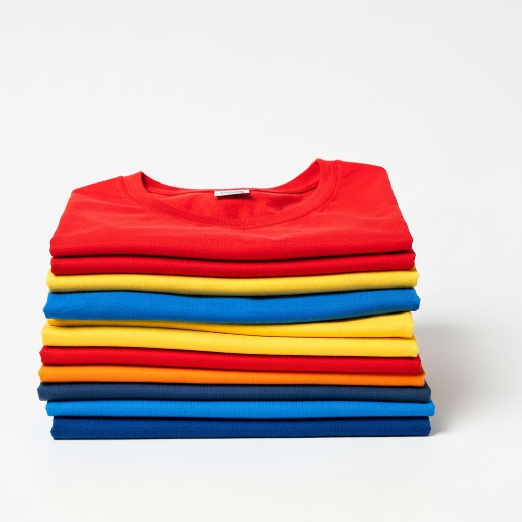 Colorful stack of custom shirts