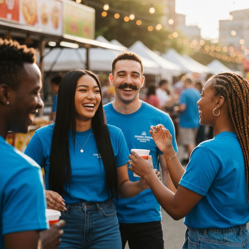 Team wearing matching custom shirts